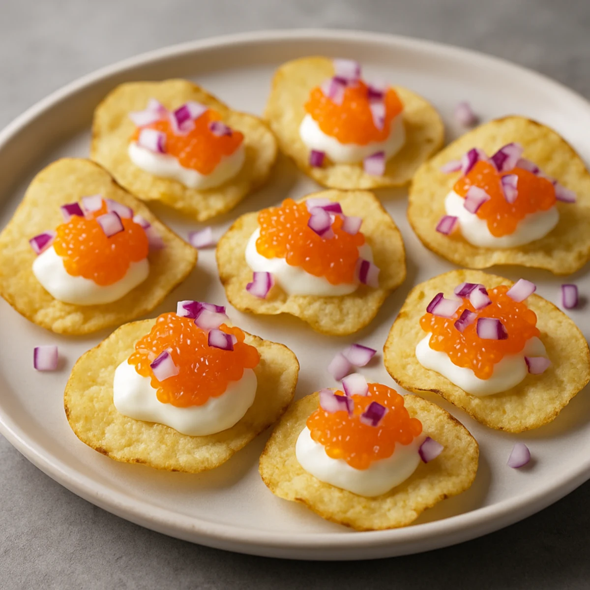 Chips med creme fraiche, löjrom och rödlök: Receita e Harmonização Vinho