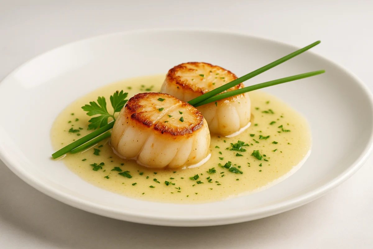 Halstrad pilgrimsmussla med vitvins- och smörsås: Recept & vinmatchning