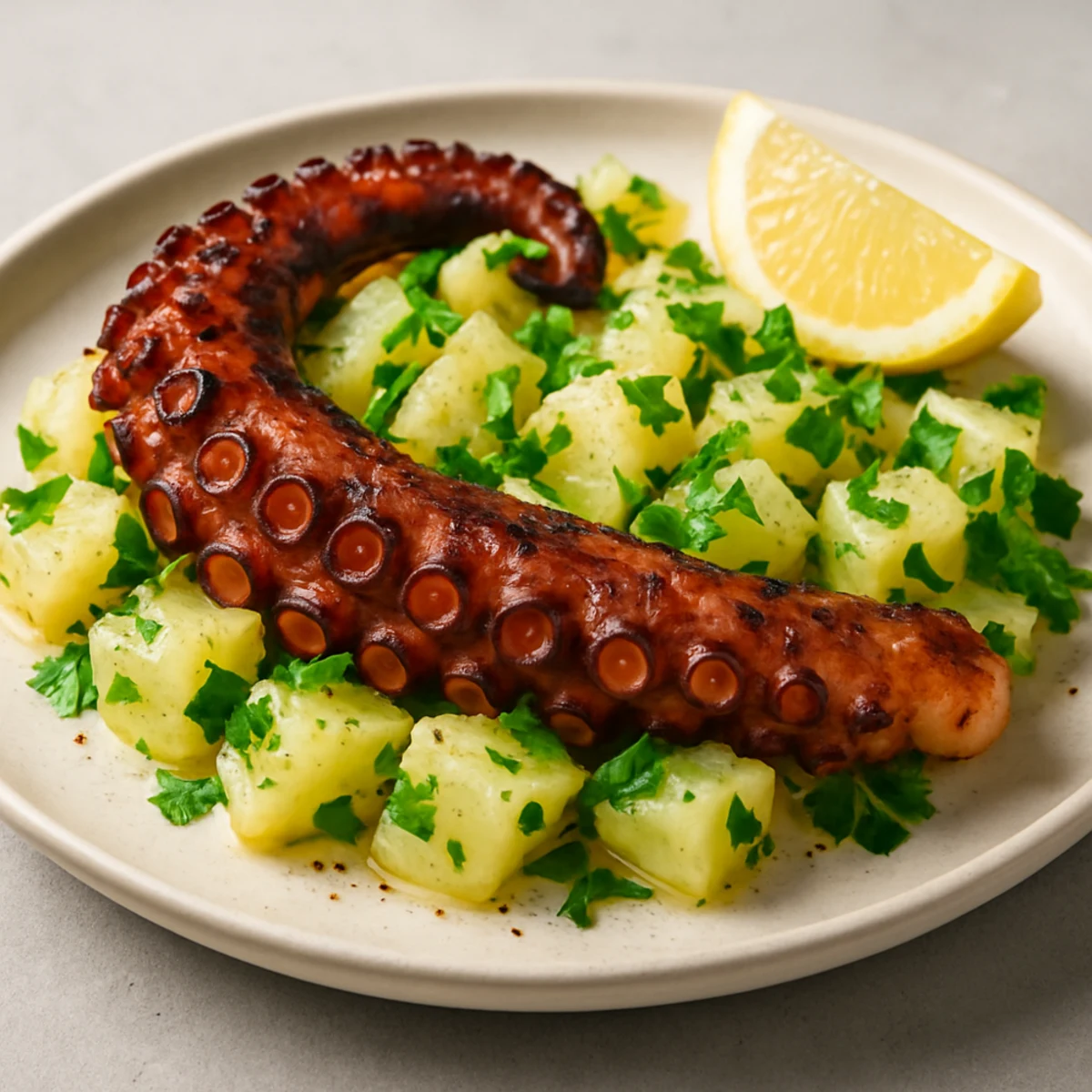 Polpo alla Griglia mit Kartoffel‑Petersilien‑Salat & Weinempfehlung