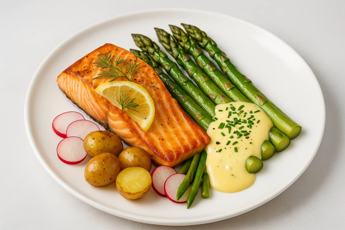 Salmon Recipes Elevated: Salmon with Asparagus and Hollandaise & Perfect Wine Pairings