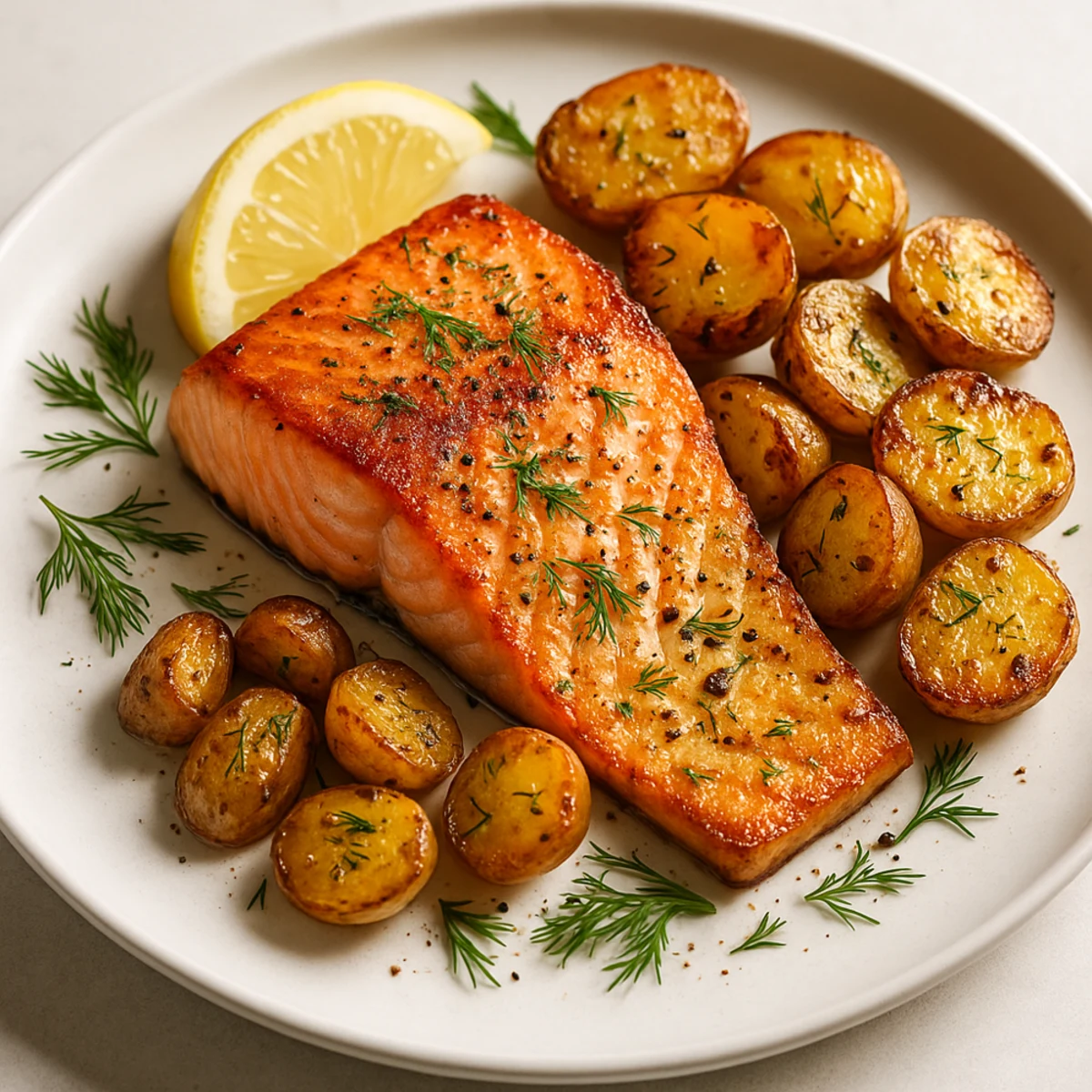 Pan-Seared Salmon with Garlic Potatoes and Dill (With Wine Pairing)