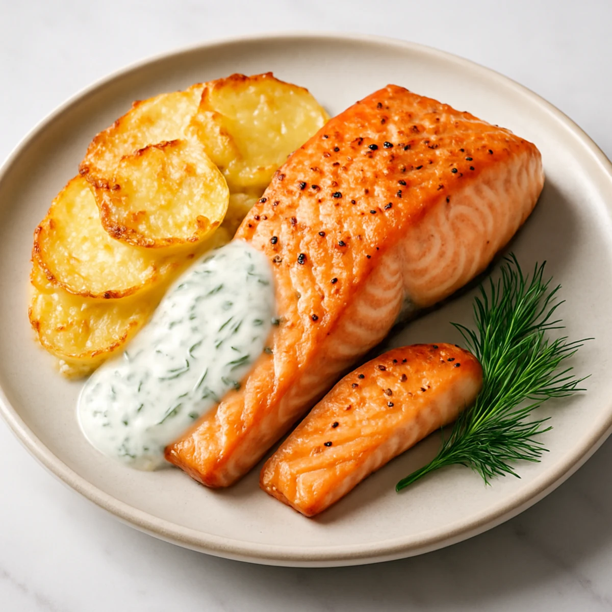 Zalm met Dille en Aardappelgratin : Accord Vin et Mets Parfait